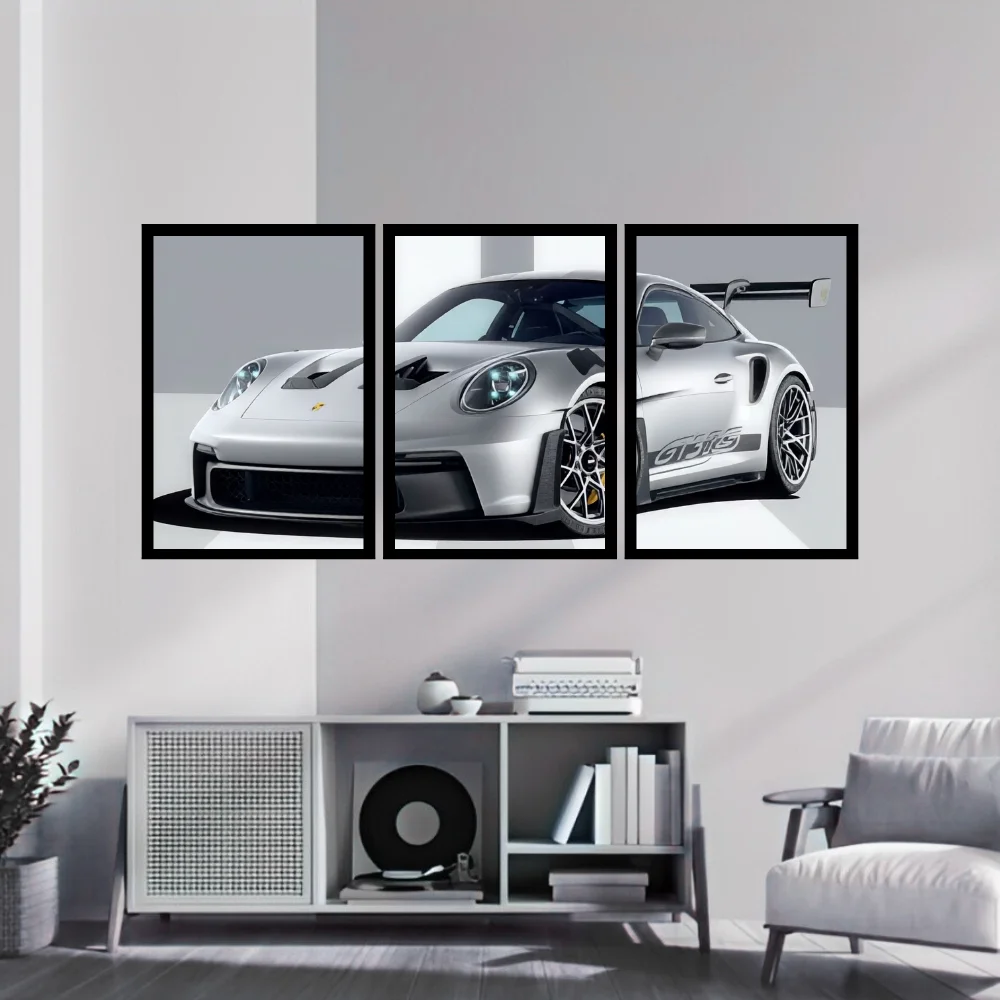 Djane Studio Car Wall Frame | Living Room Car Wall Frame | Gaming Room Decor | Pack of 3 | Size 18x12 Inch